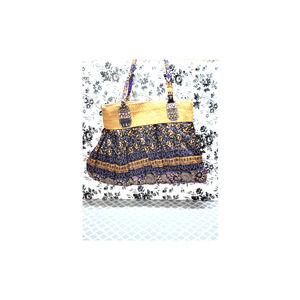 Bohemian Purse Handbag Wicker Purple Black Orange Floral Sparkle MMS Design boho